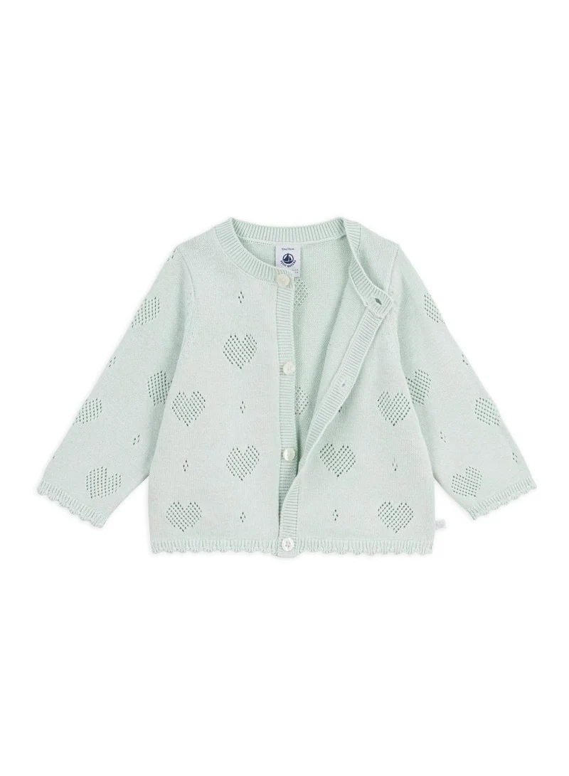 بيتي باتو Babies' cotton cardigan with a heart pattern